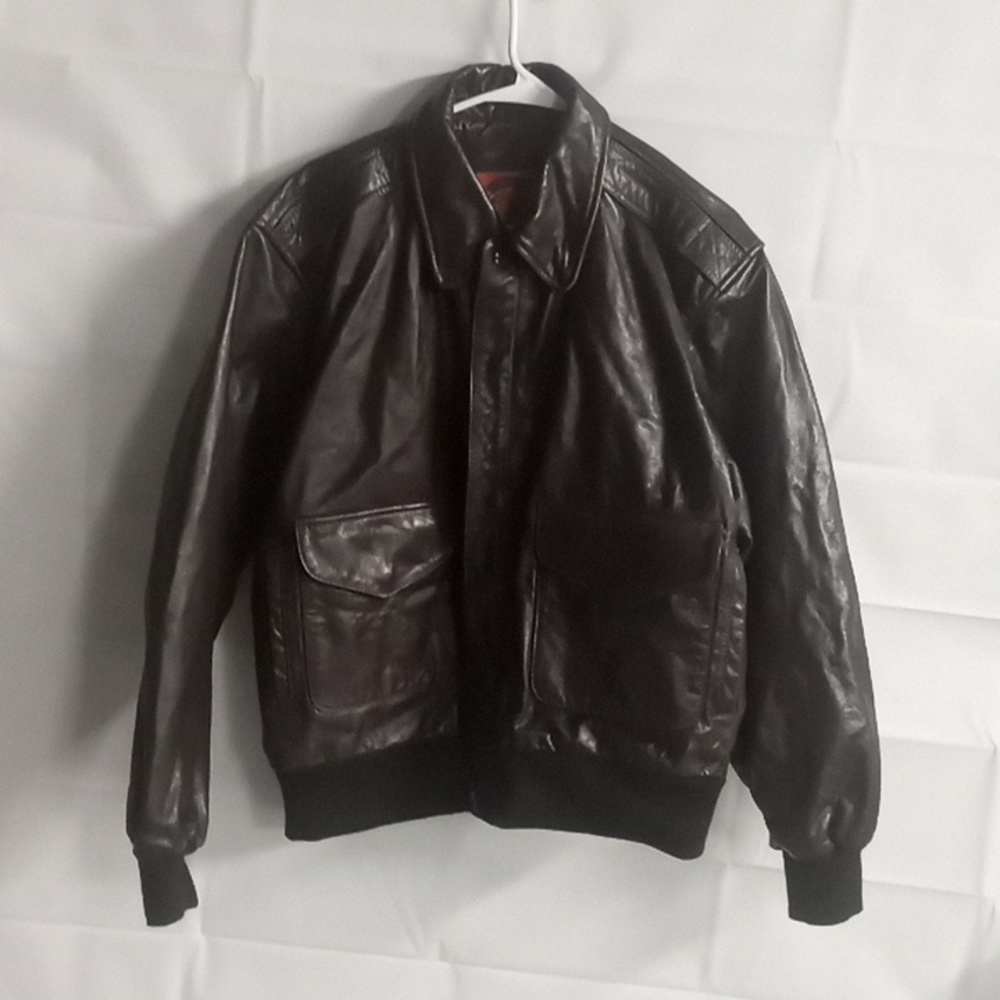 Men's large cooper us wings leather bomber jacket brown antique ww2 a-2